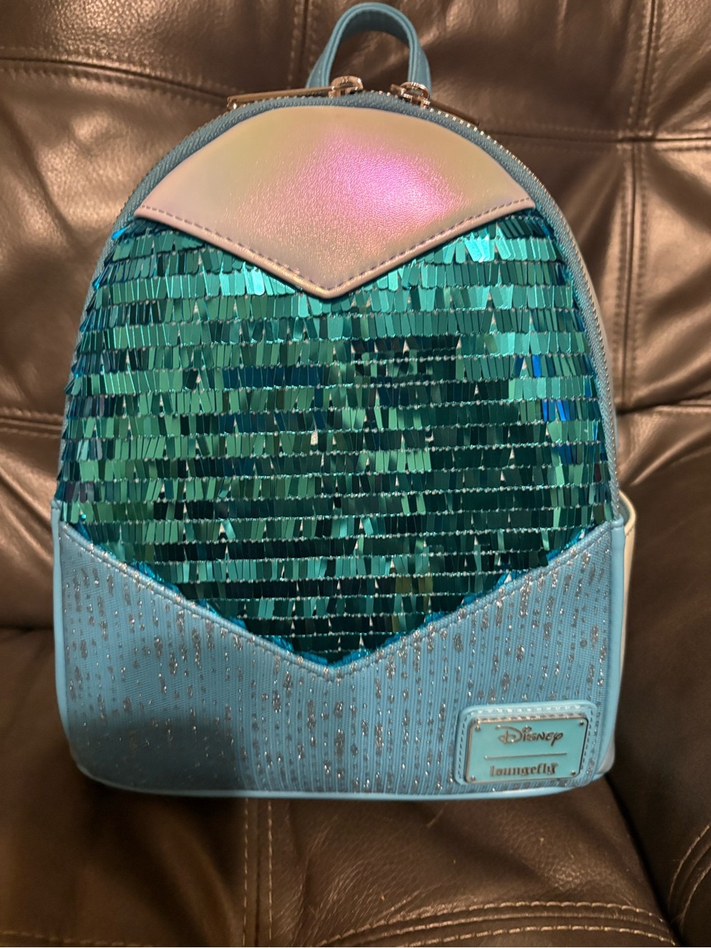 Loungefly Teal Sequin  Frozen Elsa Dress Mini Backpack